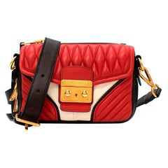 Miu Miu Biker Red & Black Quilted Leather Shoulder Bag