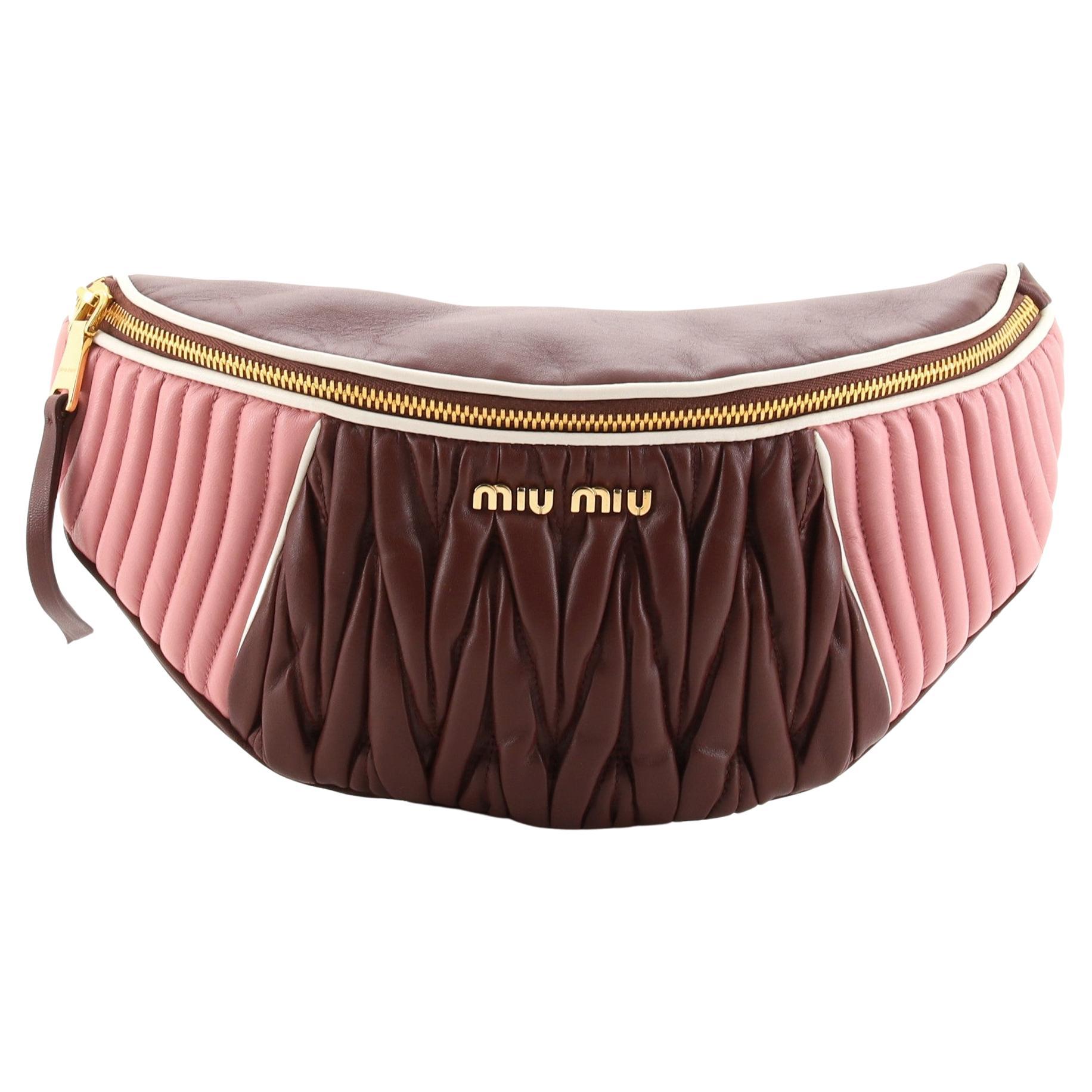 MIU MIU Black Matelasse Leather Sling / Belt Bag 100% AUTHENTIC+BRAND NEW!  #5BL005