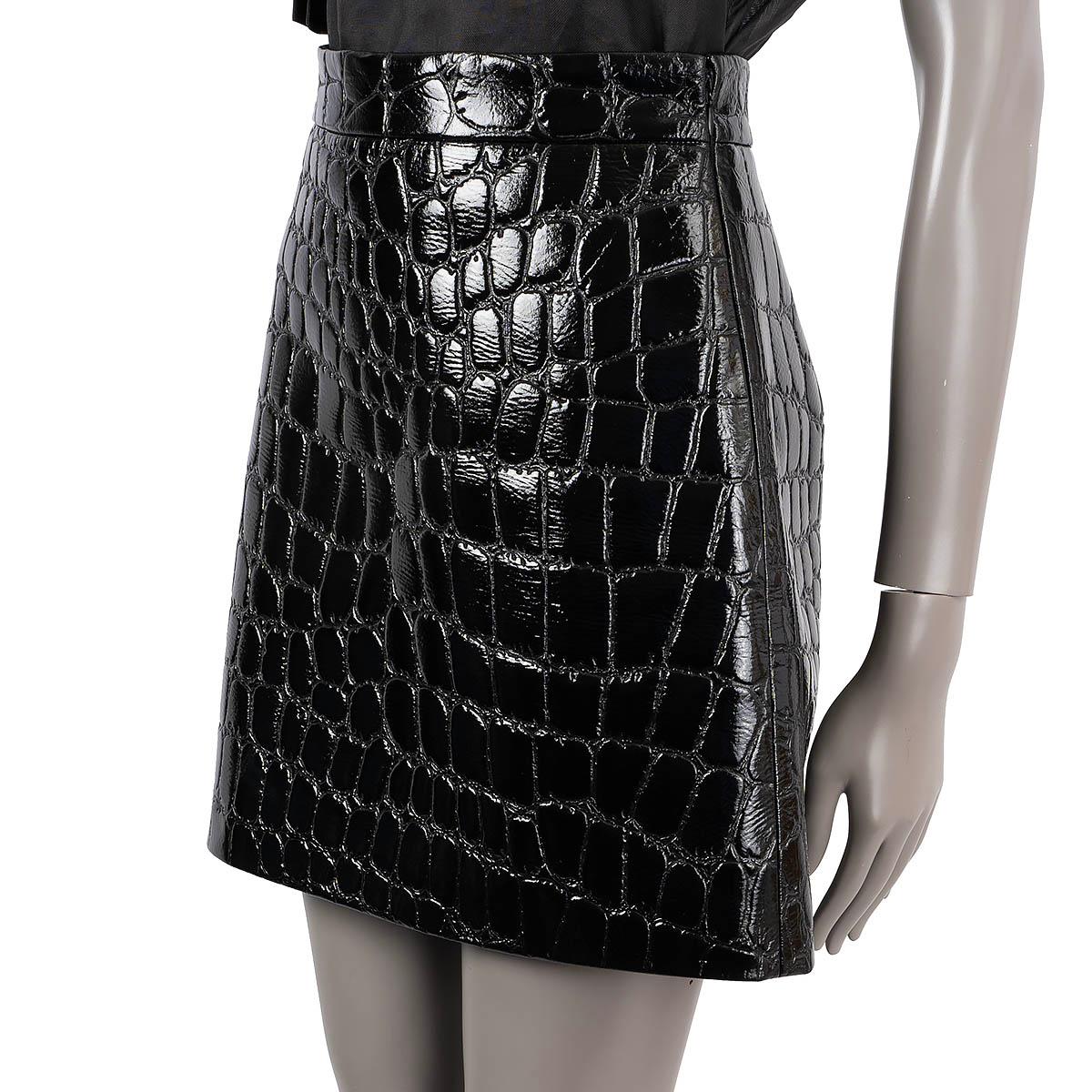 Women's MIU MIU black 2015 FAUX CROC MINI Skirt 40 S