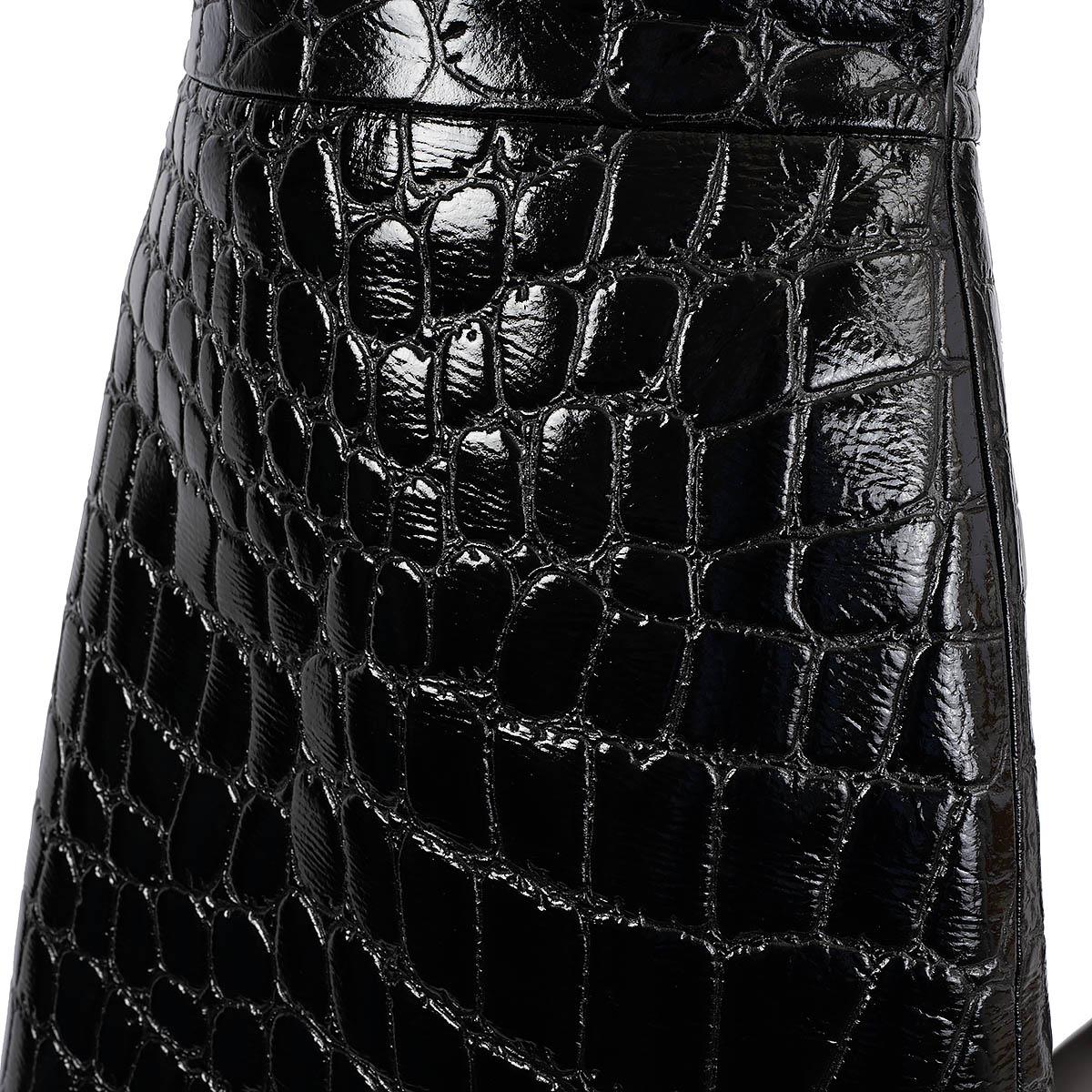 MIU MIU black 2015 FAUX CROC MINI Skirt 40 S 2