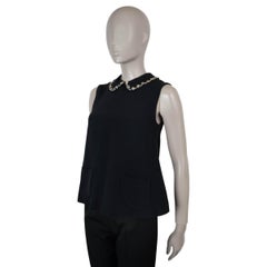 MIU MIU schwarz acetate 2013 CRYSTAL TRIM SLEEVELESS Bluse Shirt 38 XS