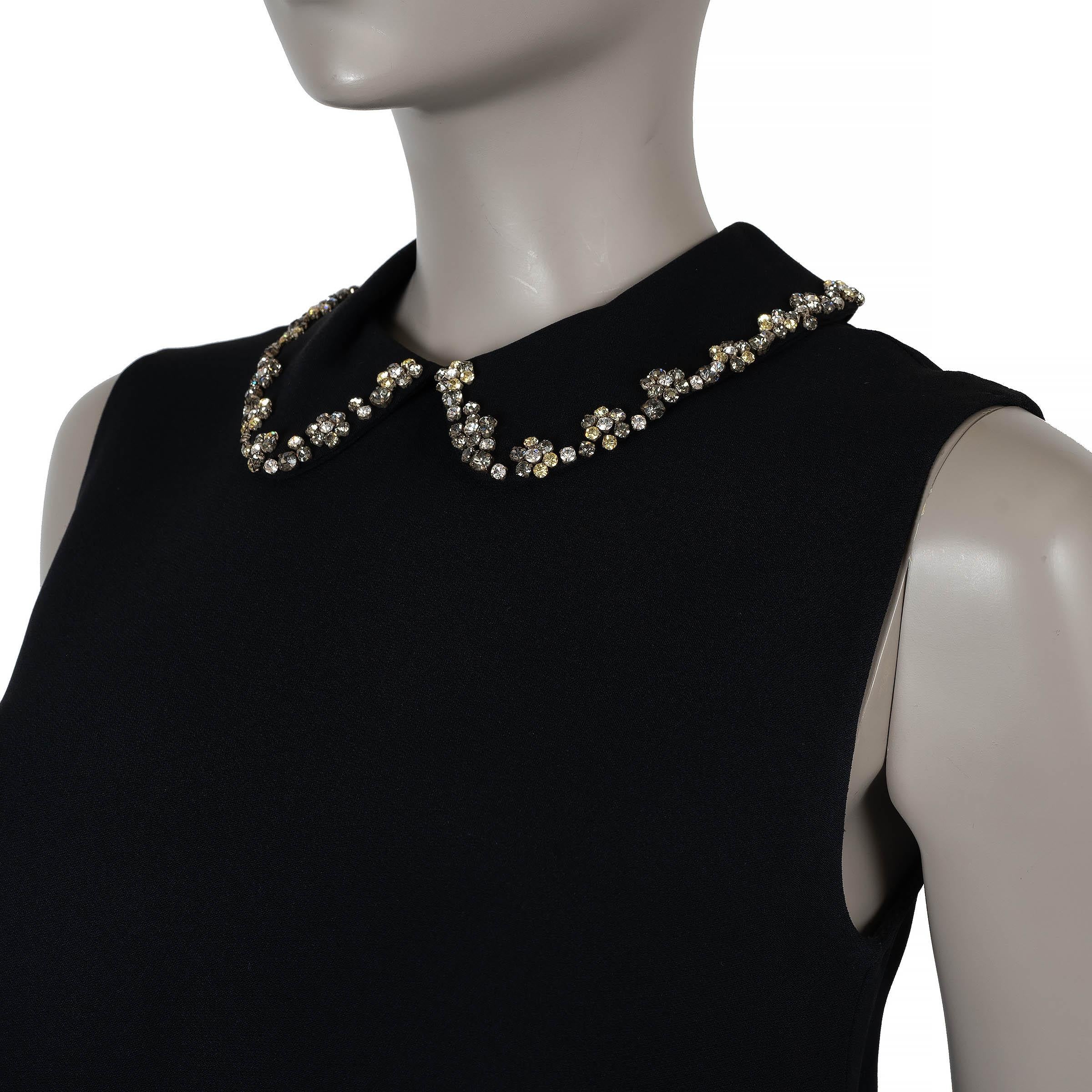 MIU MIU noir acétate 2013 CRYSTAL TRIM SLEEVELESS Blouse Shirt 38 XS Pour femmes en vente