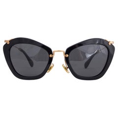 Used MIU MIU black acetate SMU 10N Cat-Eye Sunglasses