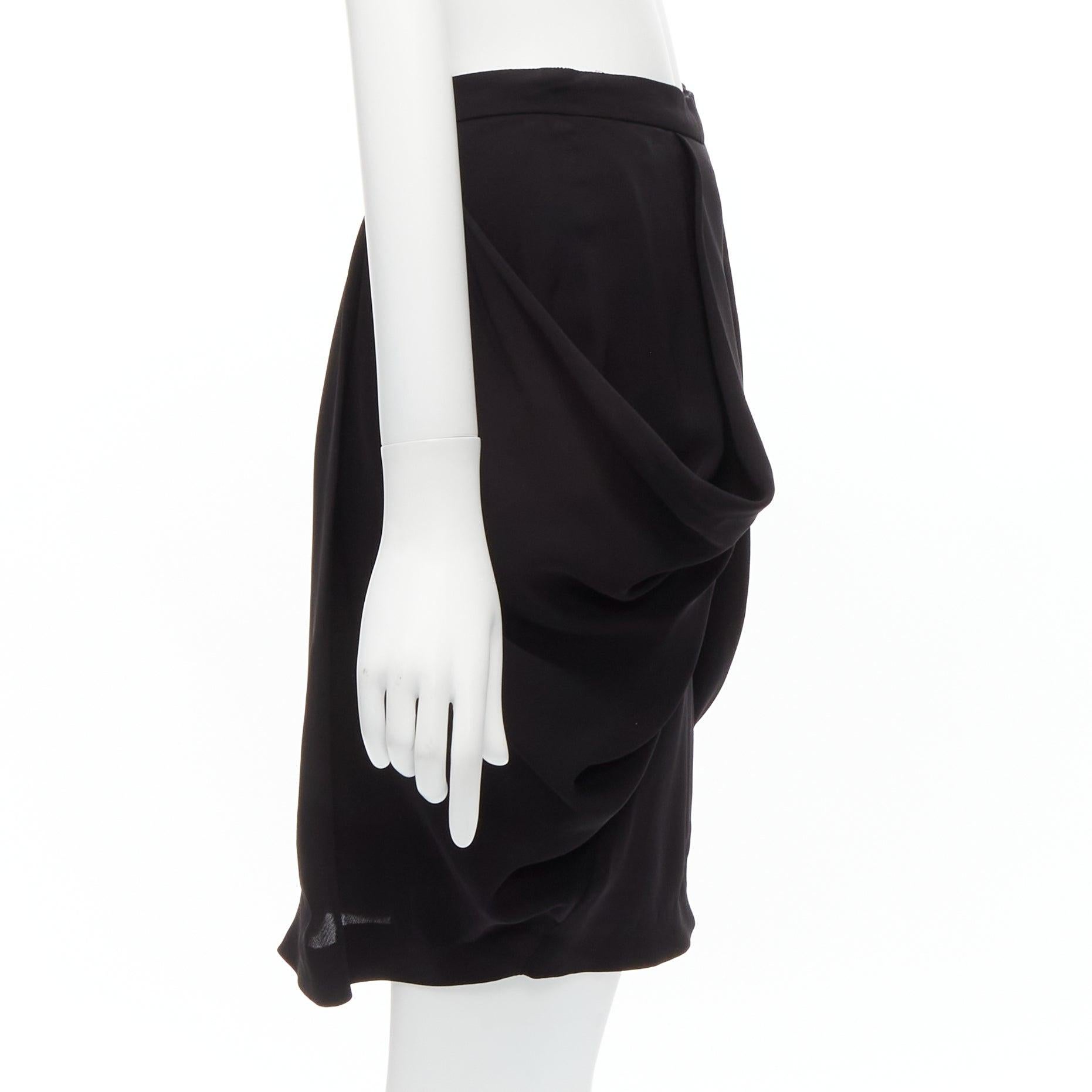 MIU MIU black asymmetric draped high waisted mini tulip skirt IT38 XS In Excellent Condition For Sale In Hong Kong, NT