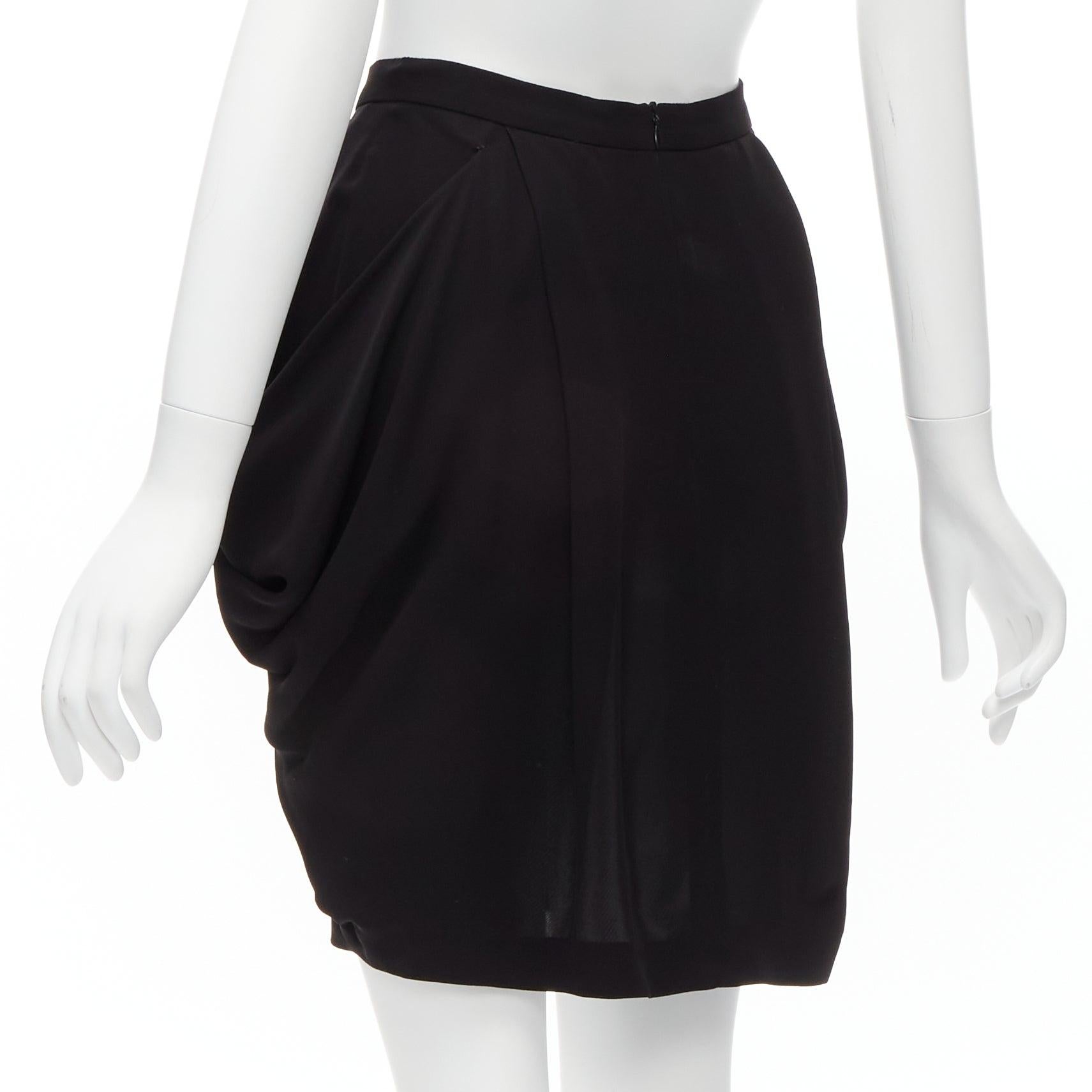 MIU MIU mini jupe tulipe asymétrique drapée à taille haute noire IT38 XS Pour femmes en vente