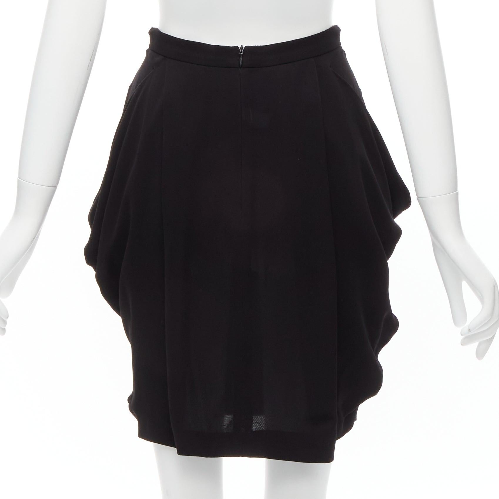 MIU MIU black asymmetric draped high waisted mini tulip skirt IT38 XS For Sale 1