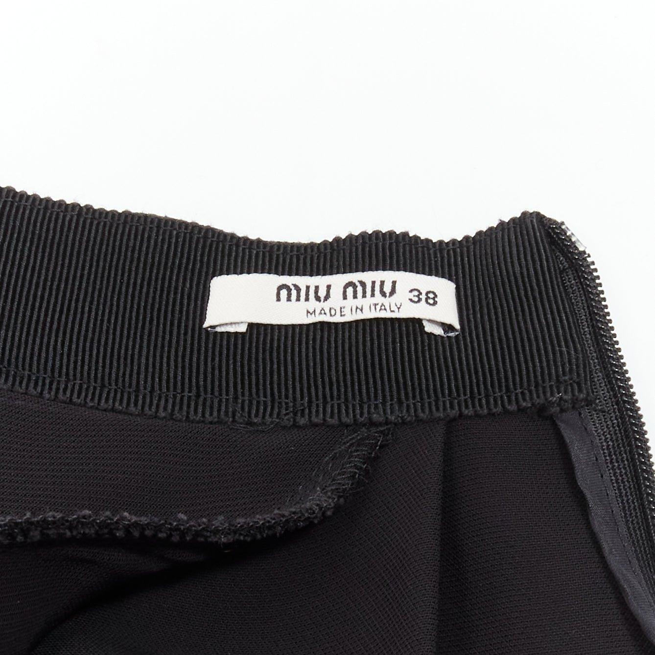MIU MIU black asymmetric draped high waisted mini tulip skirt IT38 XS For Sale 3