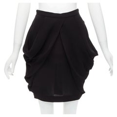 MIU MIU mini jupe tulipe asymétrique drapée à taille haute noire IT38 XS