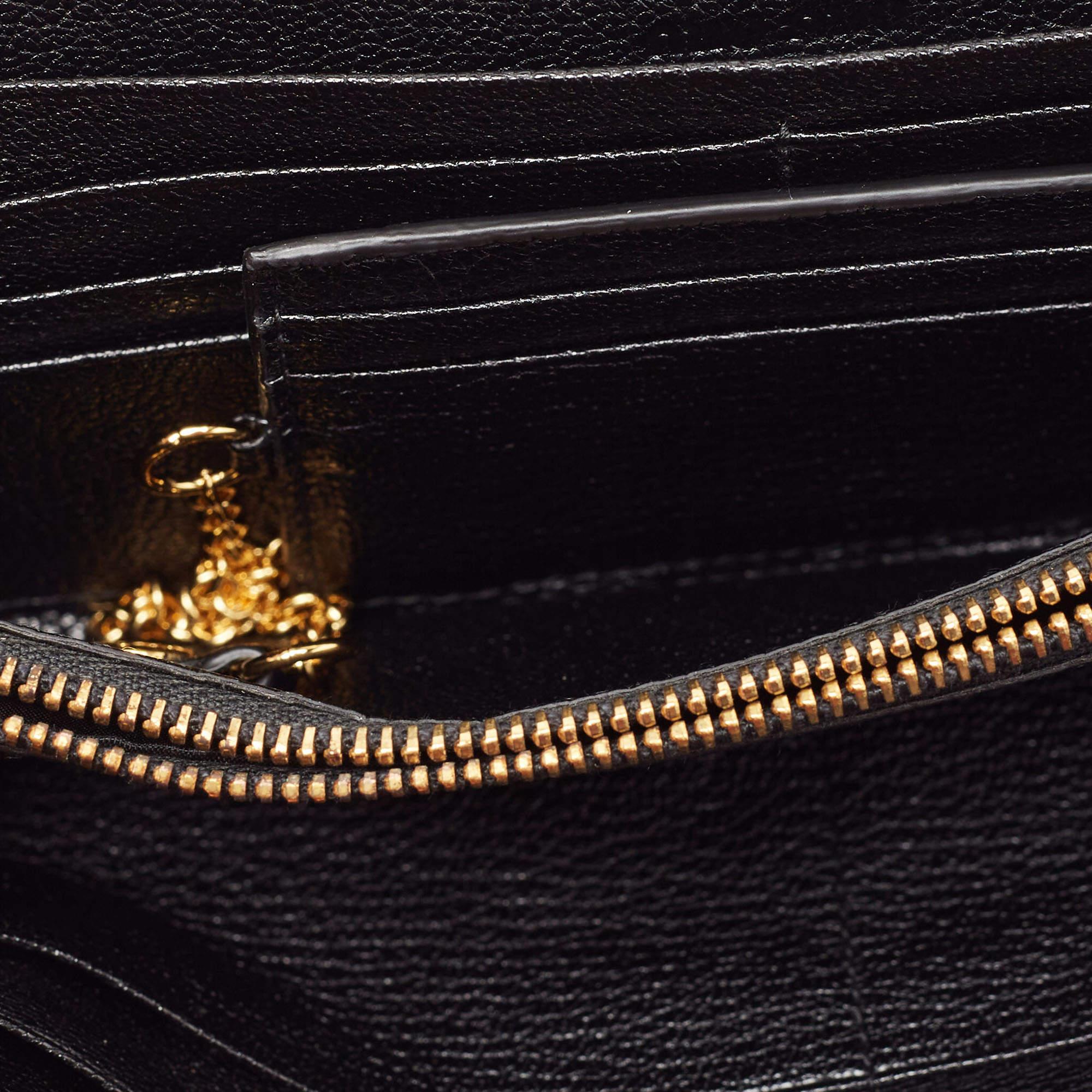 Miu Miu Black/Beige Leather Bow Flap Continental Wallet 3