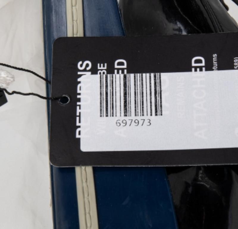Miu Schwarz/Blau Lackleder Gummi Cap Toe Plateau Turnschuhe Größe 39 4