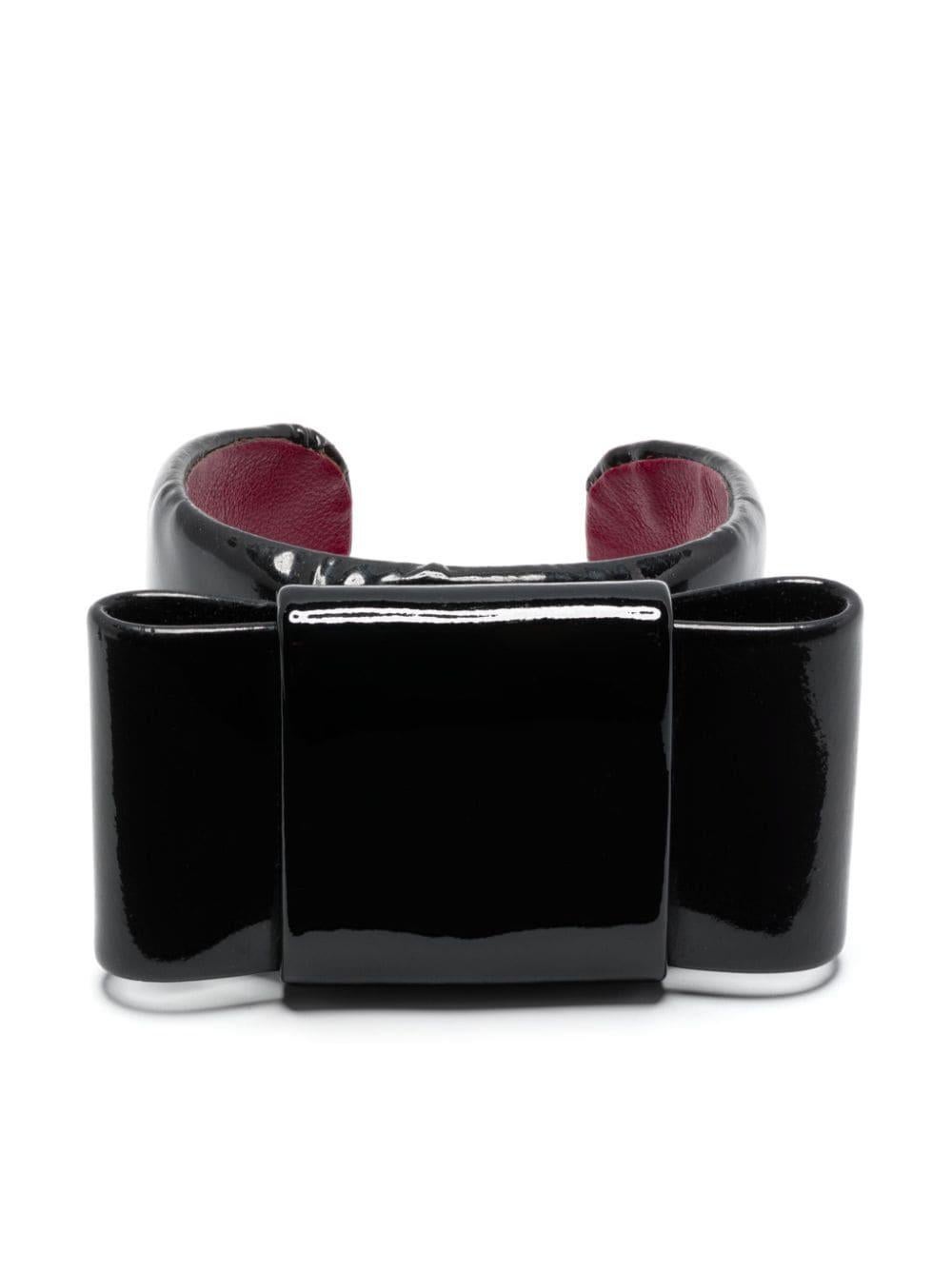 Miu Miu Black Bow-Detail Leather Bracelet 1