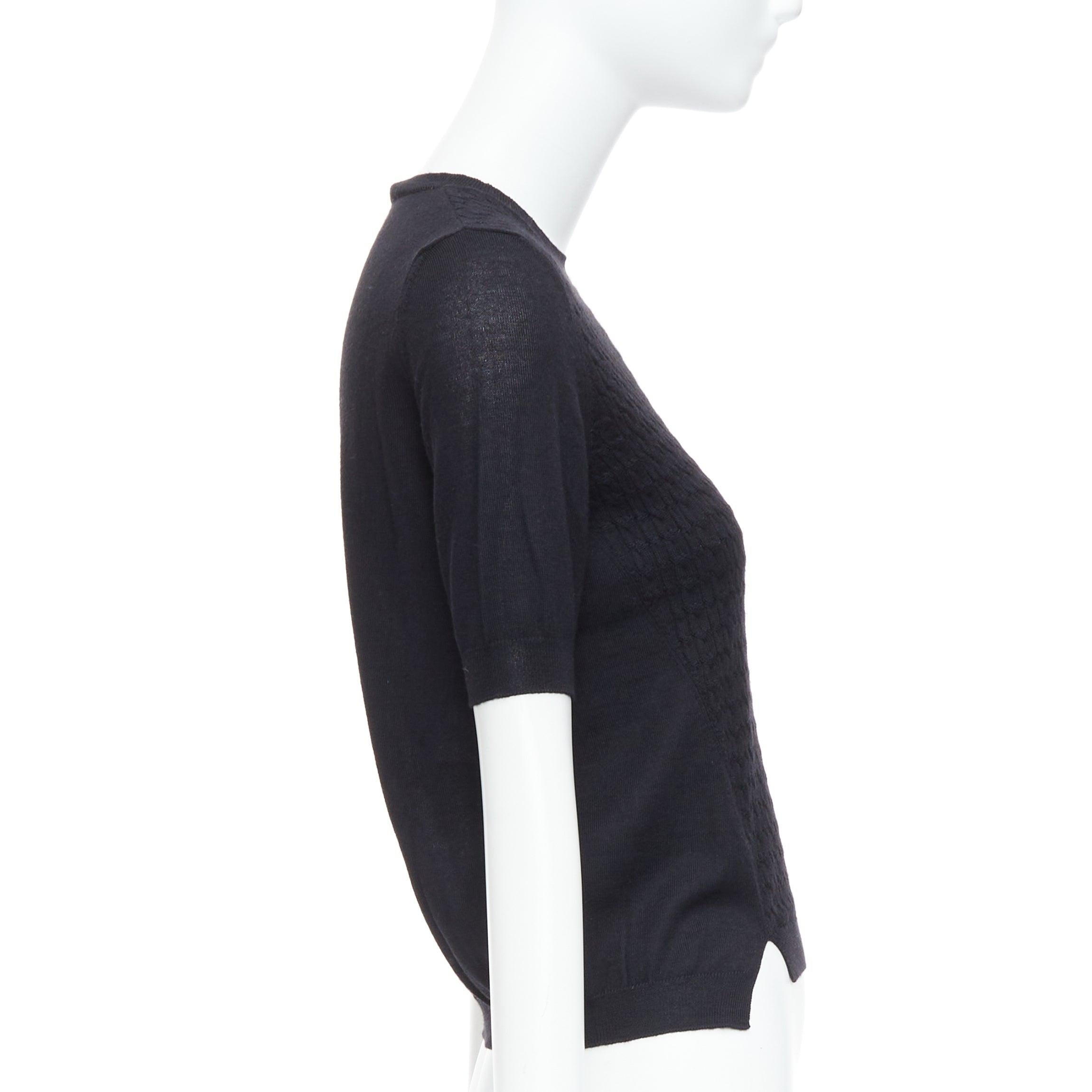 Pull-over à manches courtes en maille câblée noire MIU MIU IT38 XS Excellent état - En vente à Hong Kong, NT