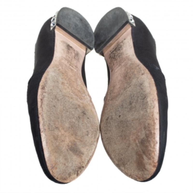 Miu Miu Black Canvas Embroidered Crystal Embellished Smoking Slippers Size 36 For Sale 2