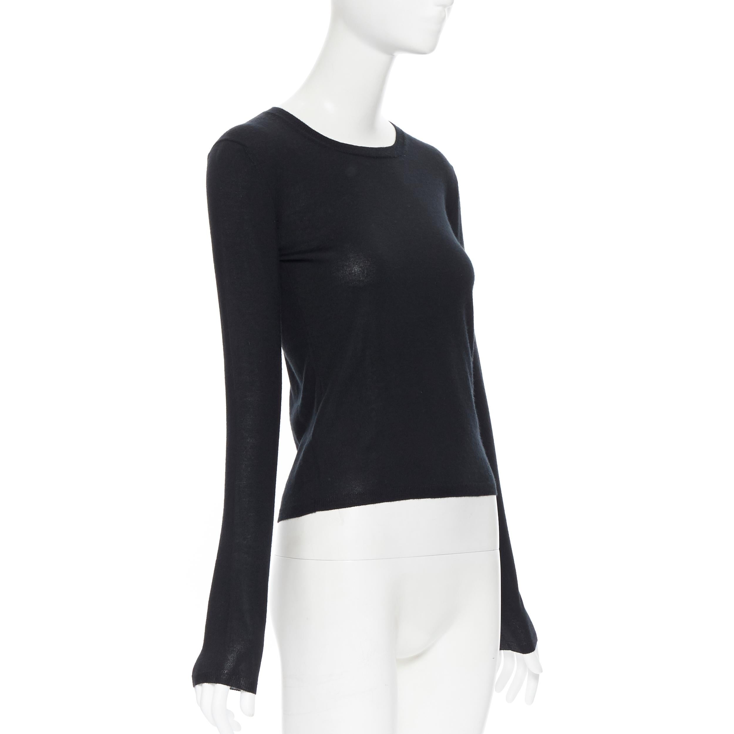 Black MIU MIU black cashmere silk long sleeve sweater IT38 XS