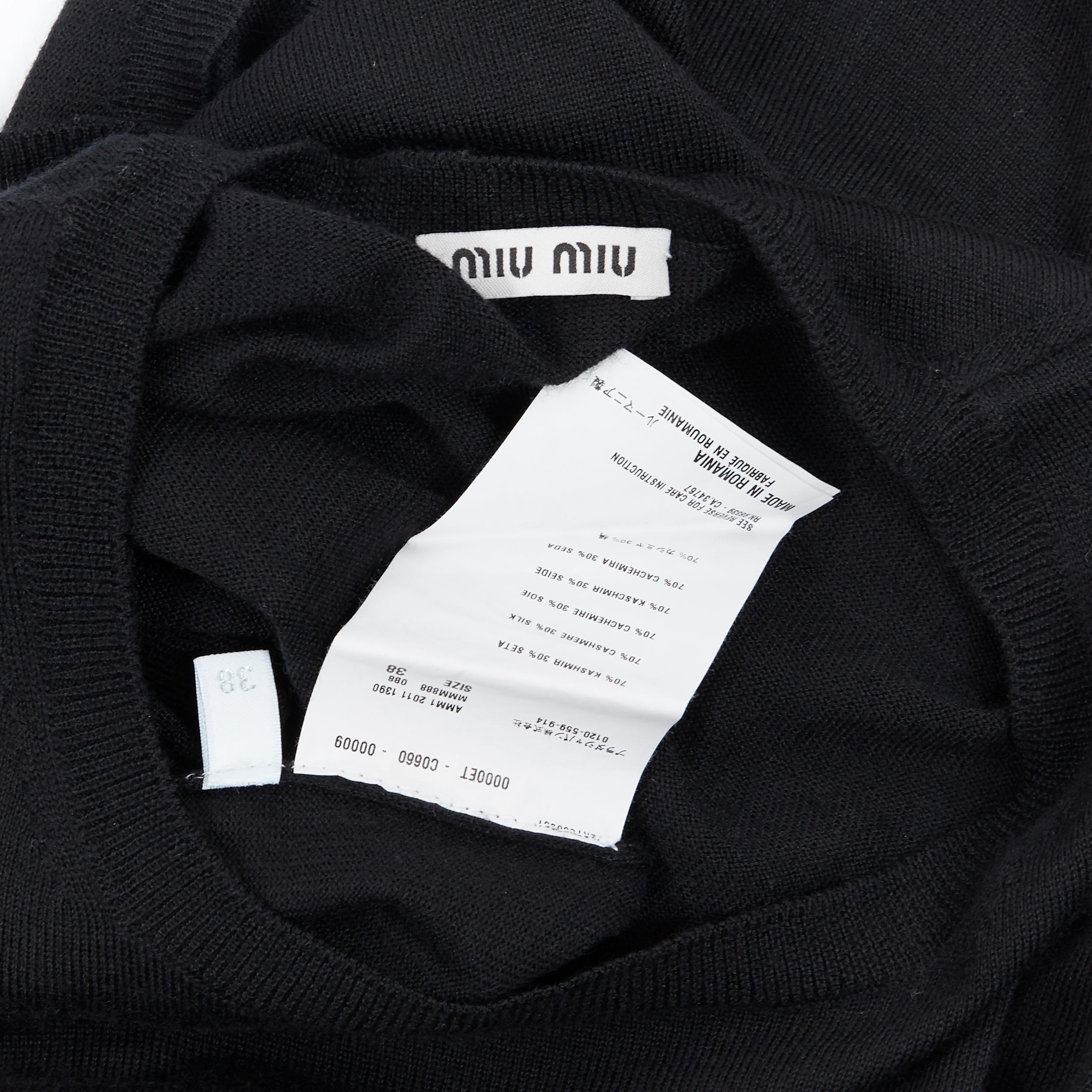 MIU MIU black cashmere silk long sleeve sweater IT38 XS 3