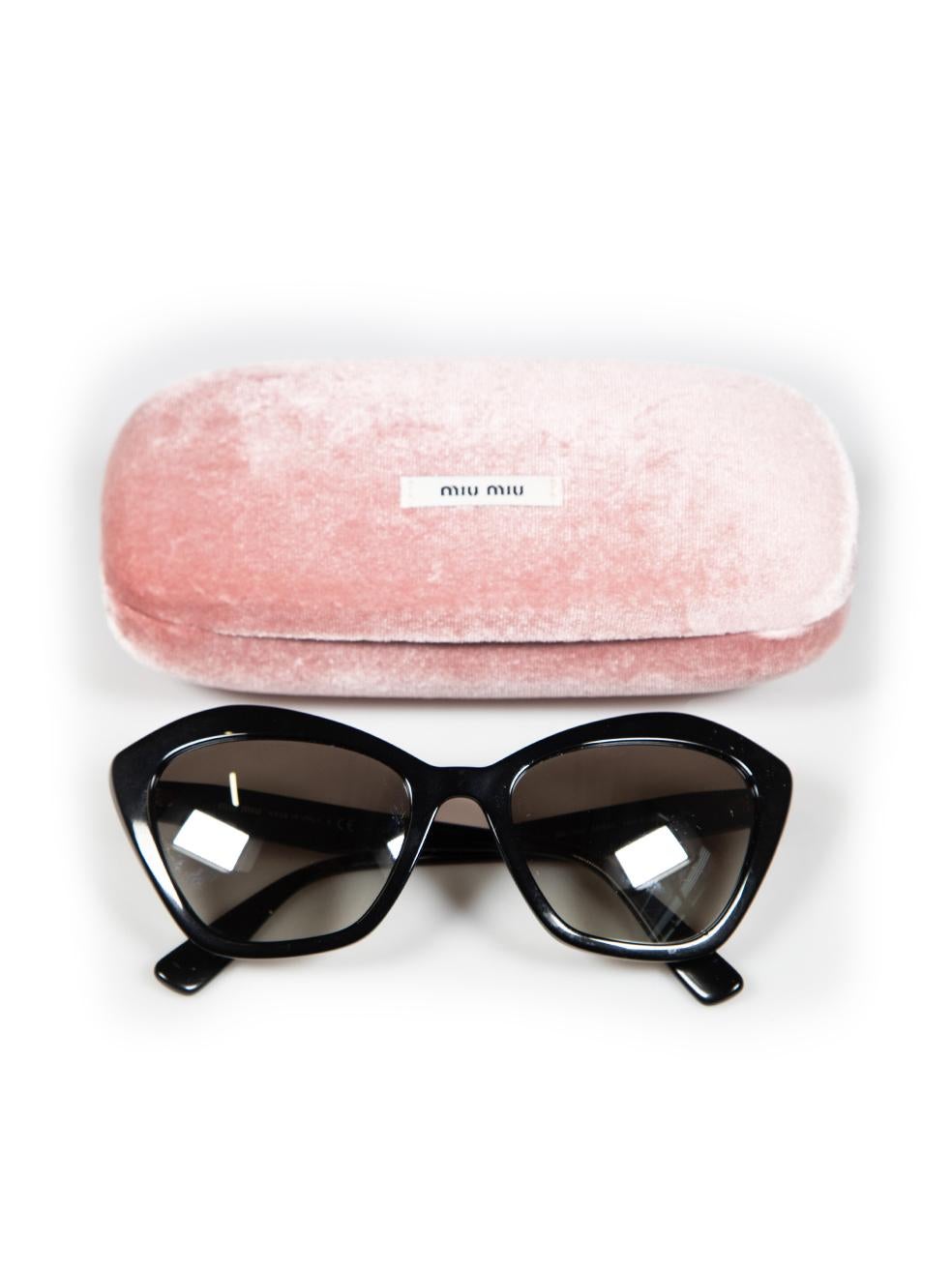 Miu Miu Black Cat Eye Tinted Logo Sunglasses 2
