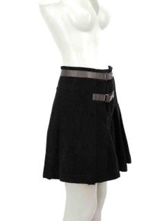 Miu Miu Black Corduroy Pleat Mini Skirt Size XS