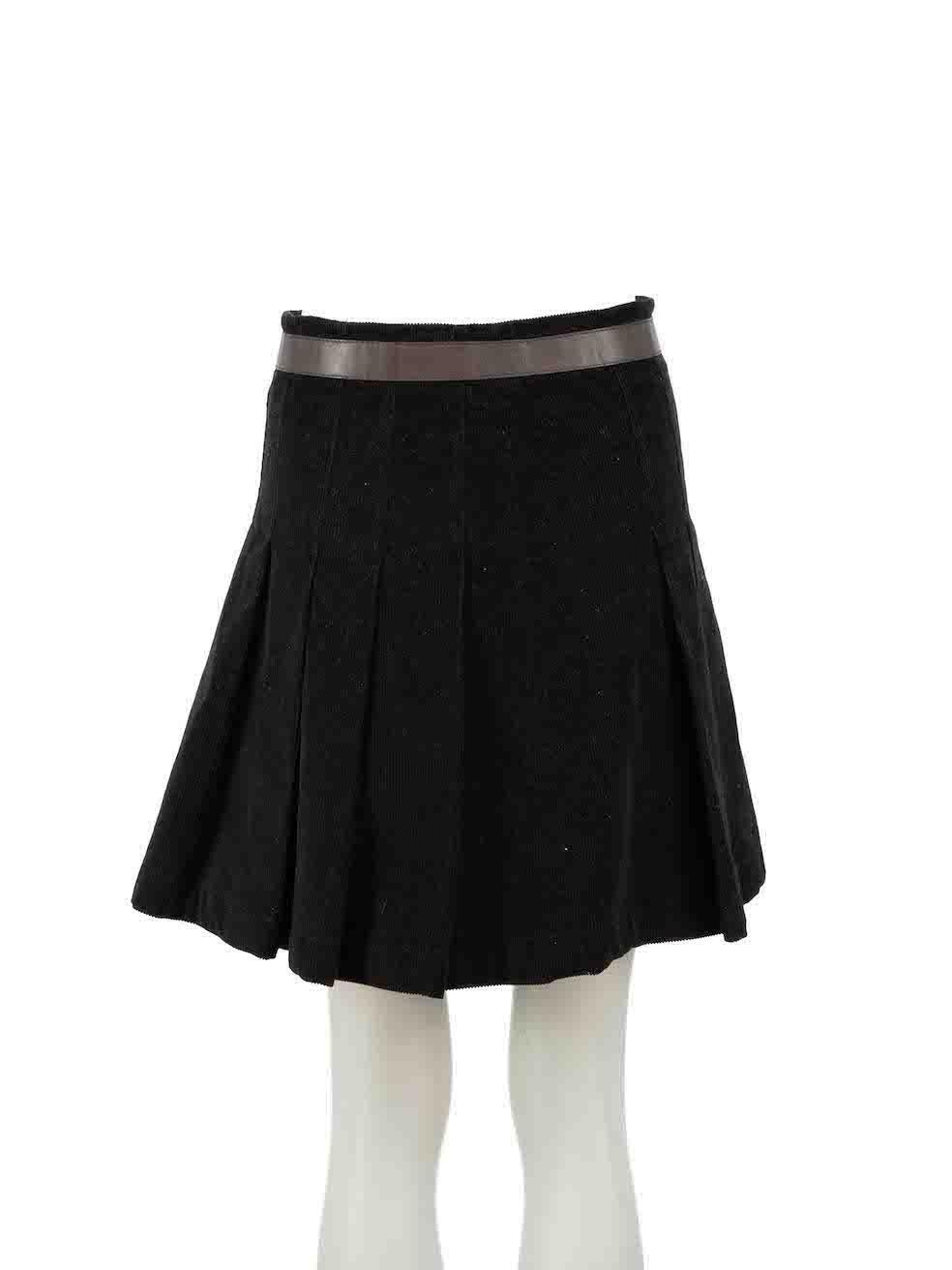 Miu Miu Black Corduroy Pleat Mini Skirt Size XS In Good Condition For Sale In London, GB