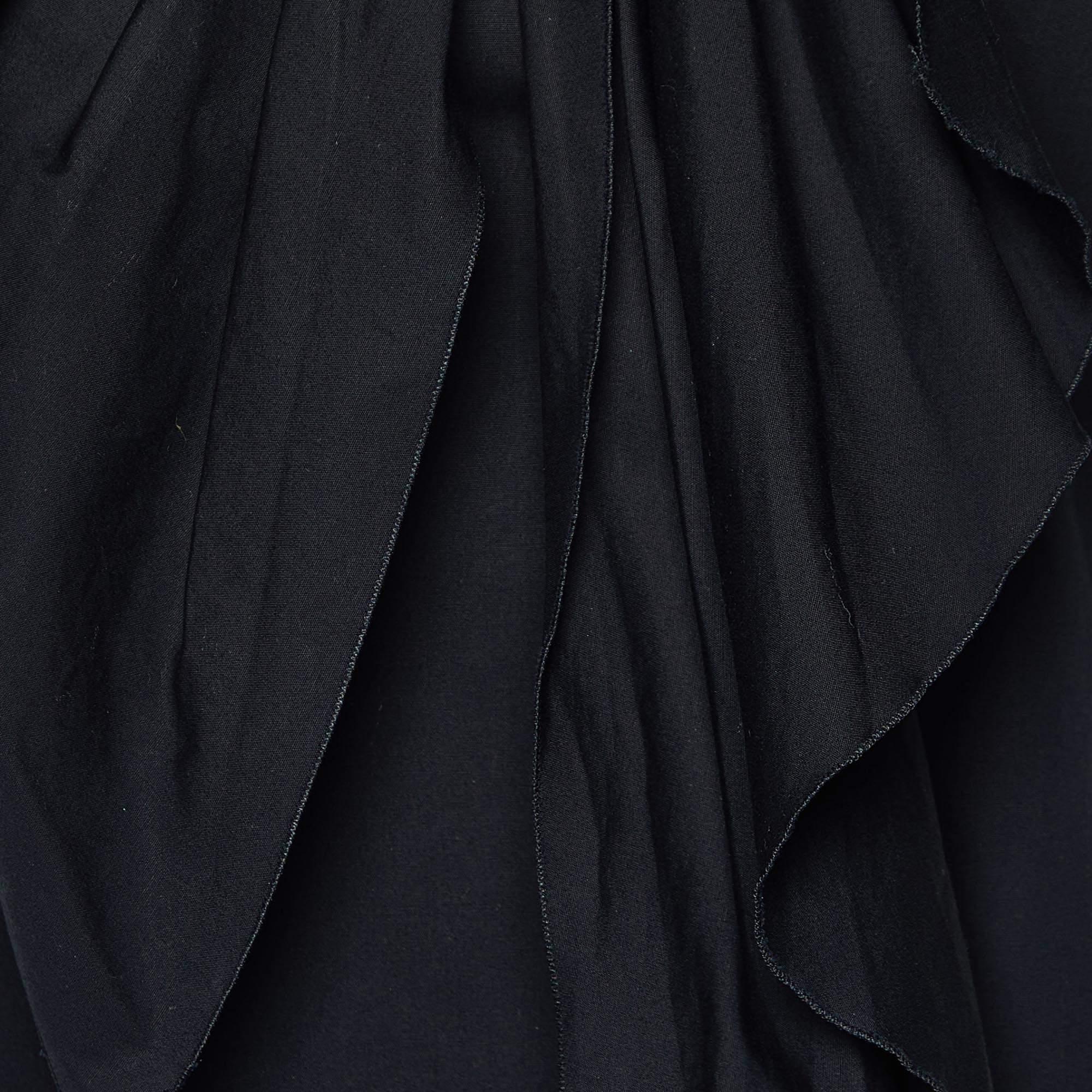 Miu Miu Black Cotton Bow Neck Detail Mini Dress S In Good Condition In Dubai, Al Qouz 2