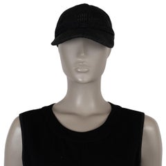 MIU MIU black cotton DRILL EMBROIDERED LOGO BASEBALL CAP Hat S