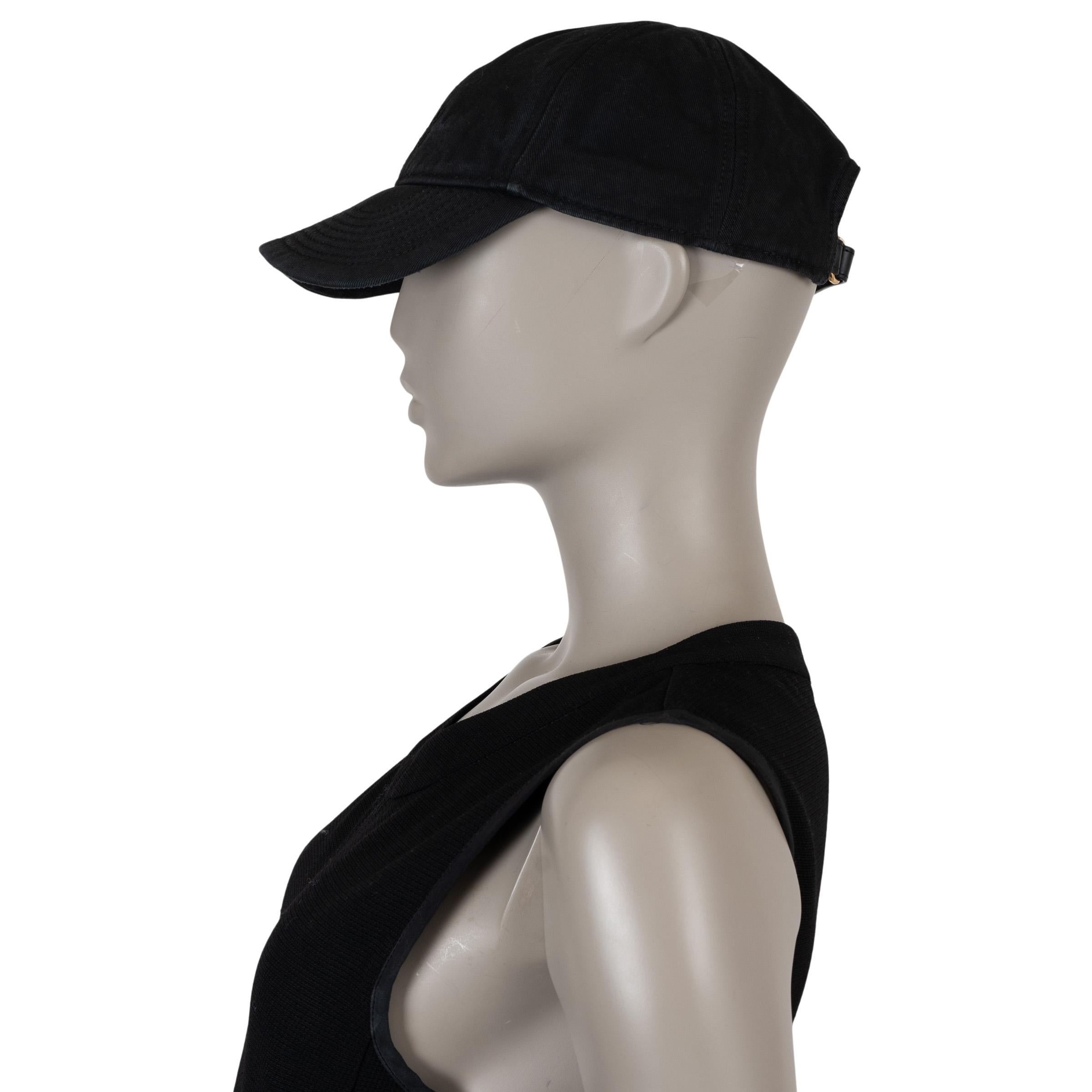 Nero MIU MIU nero cotone DRILL EMBROIDERED LOGO BASEBALL CAP S in vendita