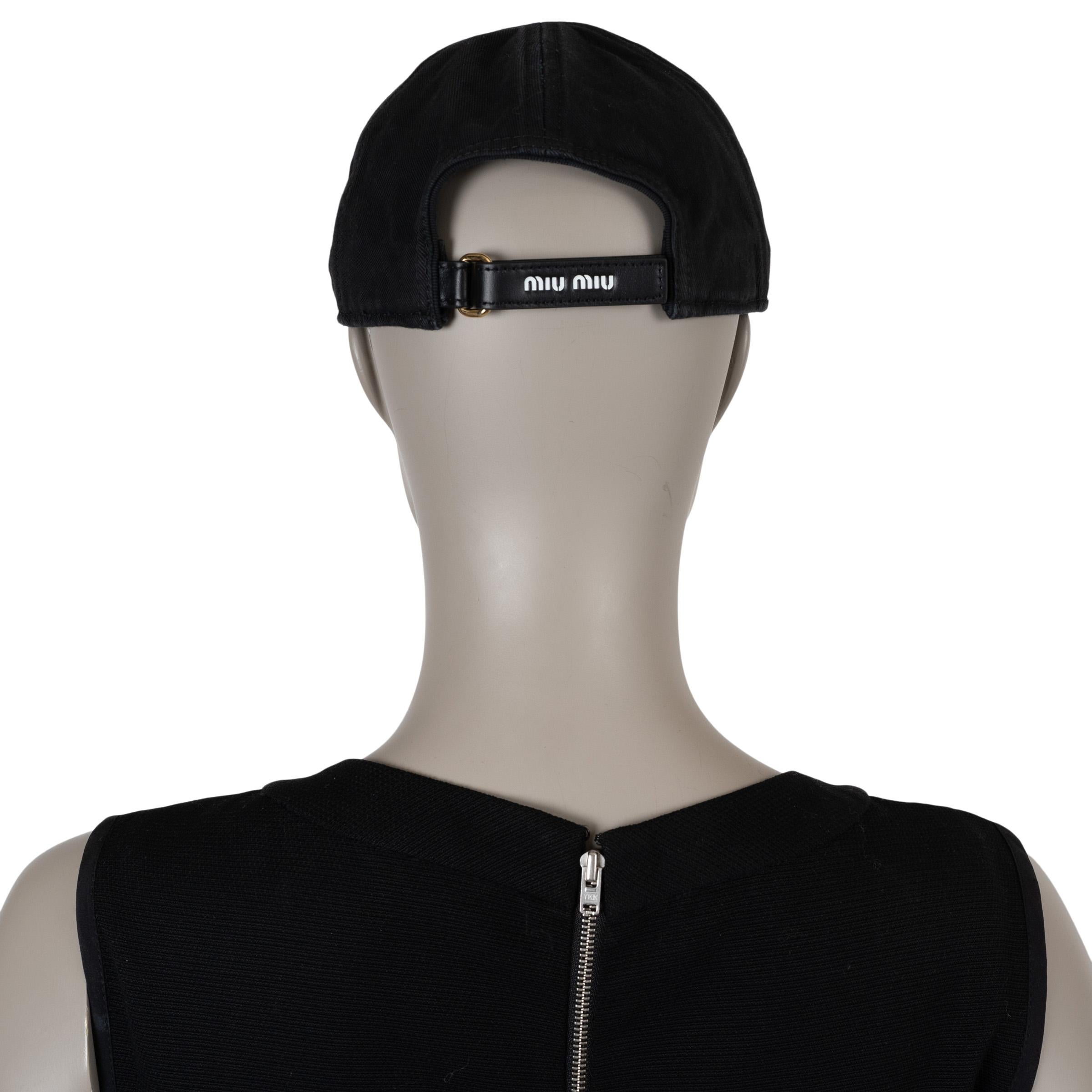 MIU MIU nero cotone DRILL EMBROIDERED LOGO BASEBALL CAP S In condizioni ottime in vendita a Zürich, CH
