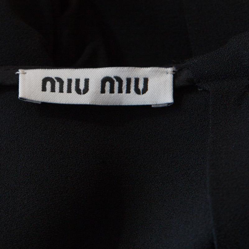 Women's Miu Miu Black Crepe Buttoned Back Detail Top M