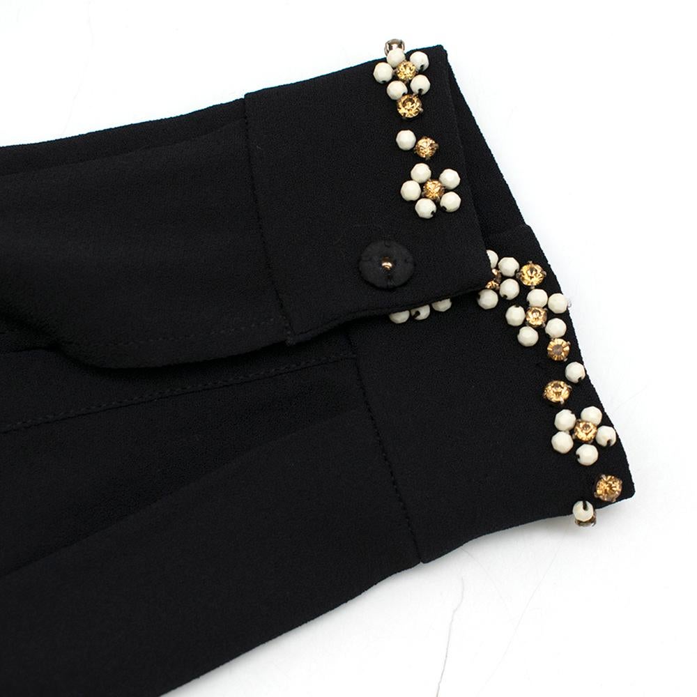 Miu Miu Black Crepe Floral Crystal Embellished Shirt estimated size XS For Sale 1