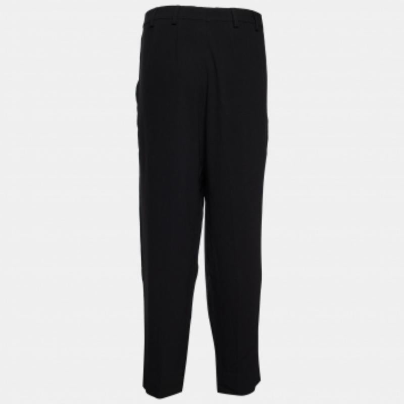 Women's Miu Miu Black Crepe Tapered Trousers M For Sale