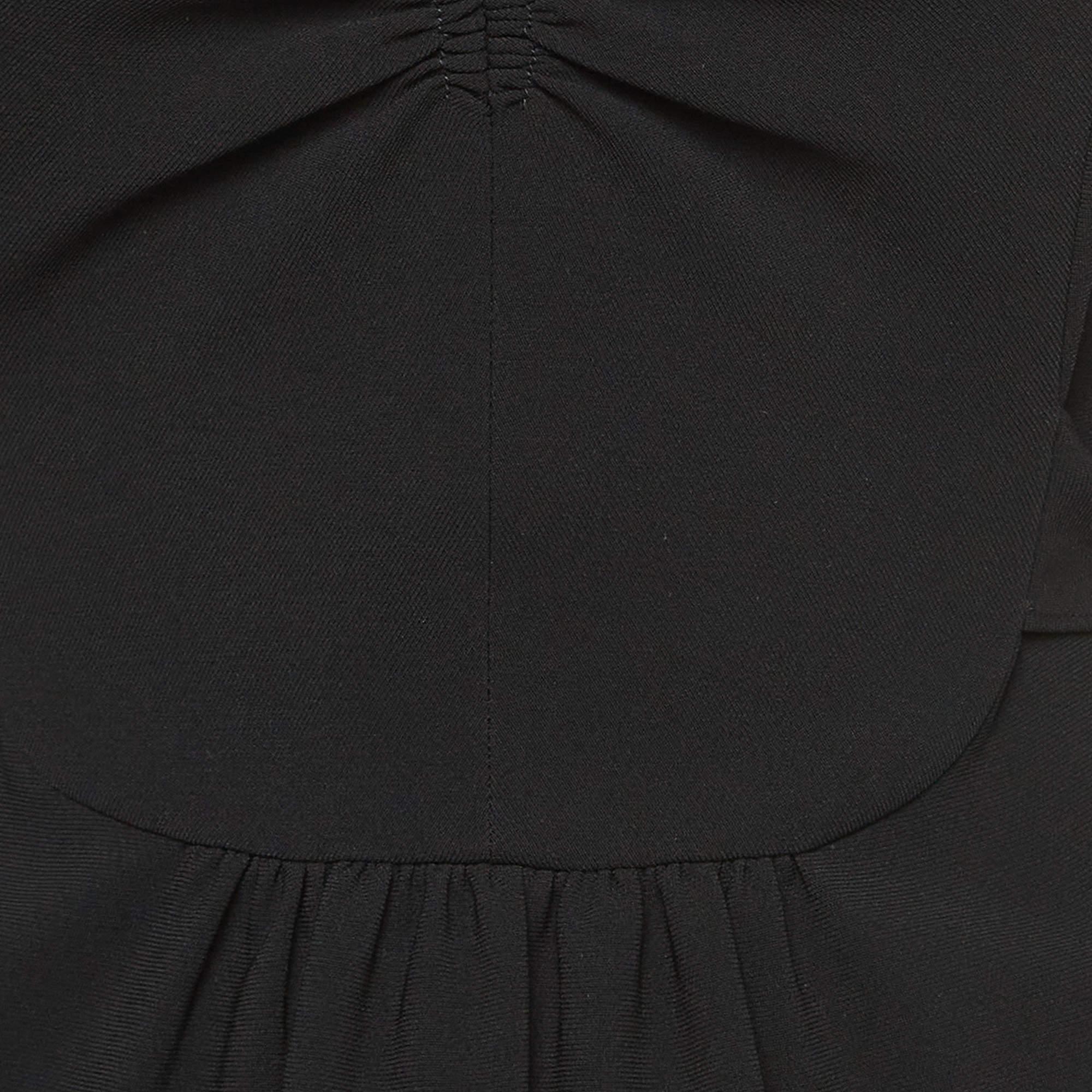 Miu Miu Black Crepe Tie-Up Detail Faille Cady Mini Dress M In Good Condition In Dubai, Al Qouz 2