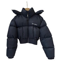 MIU MIU Black Cropped Puffer Jacket - Size 38