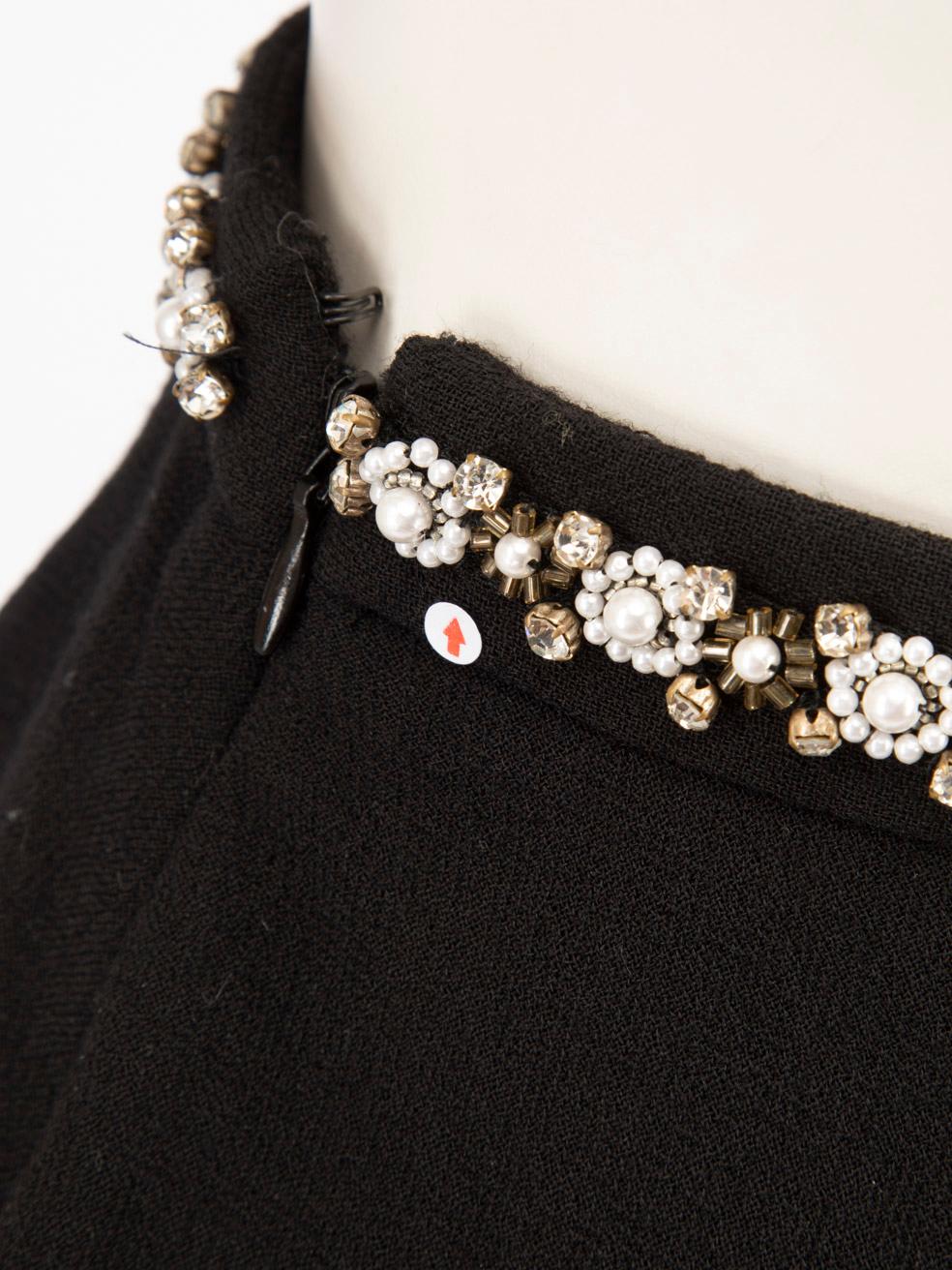 Women's Miu Miu Black Crystal Embellished Skater Skirt Size XXS For Sale