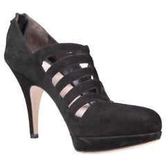 Miu Miu Black Cut Out Suede Heels Size IT 38.5