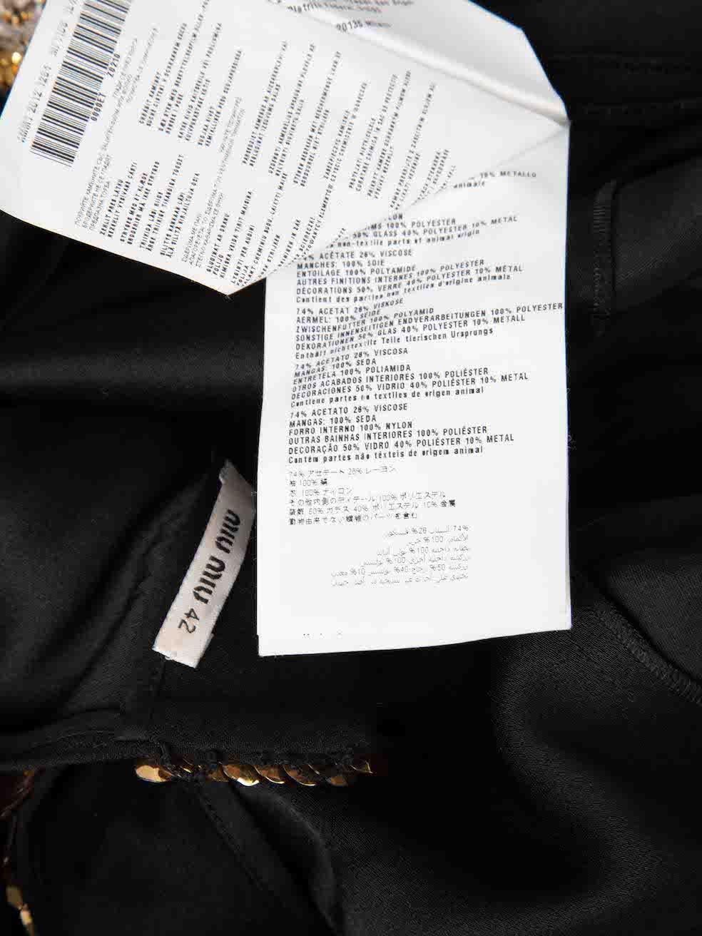Miu Schwarzes verziertes Kleid mit durchsichtigen Ärmeln Größe M Damen im Angebot