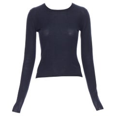 MIU MIU black fine wool knit long sleeve pullover sweater top S
