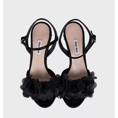 Miu Miu Black Floral Crystal Stiletto Heels - EU 38
