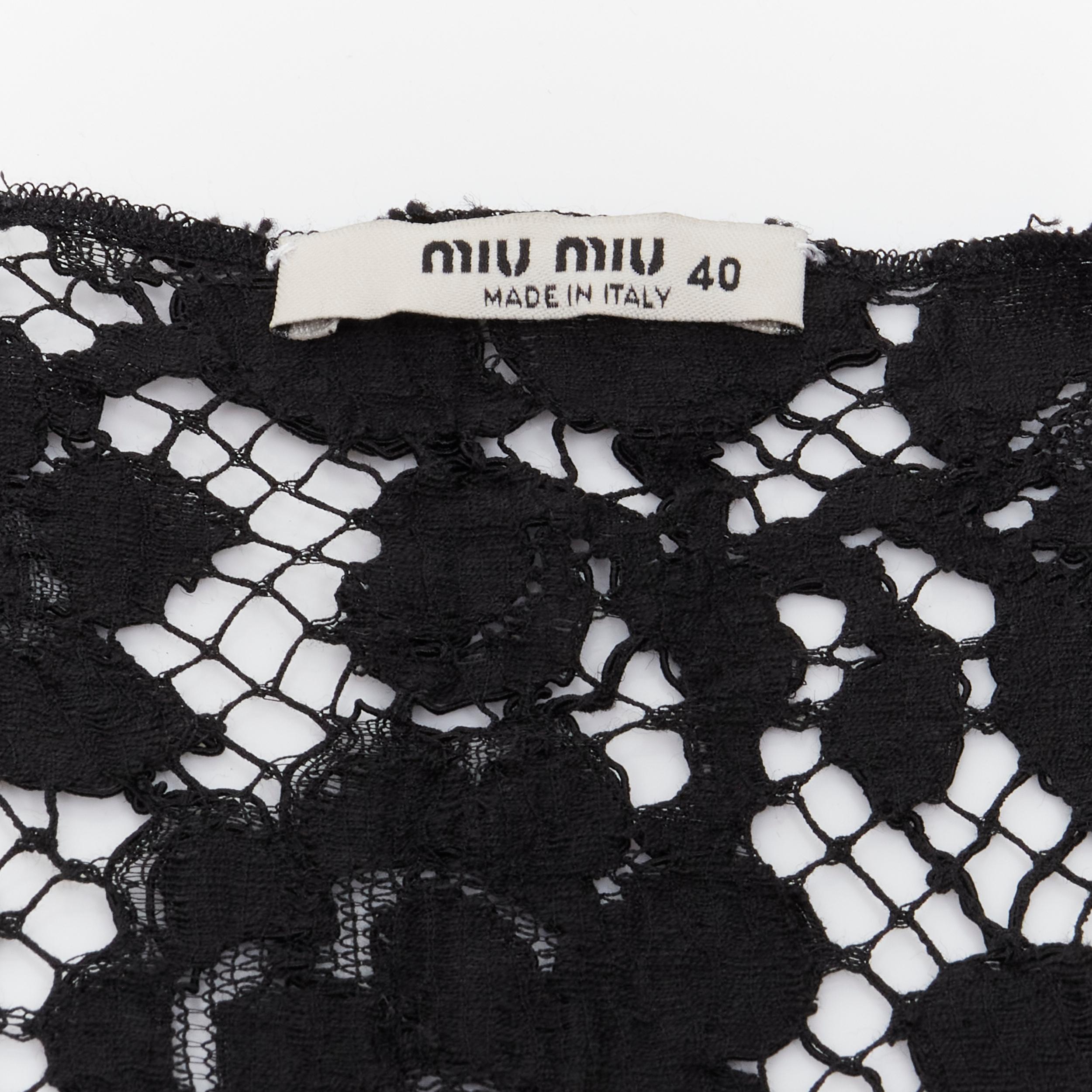 MIU MIU black floral lace high waisted baby doll cocktail dress IT40 S 2