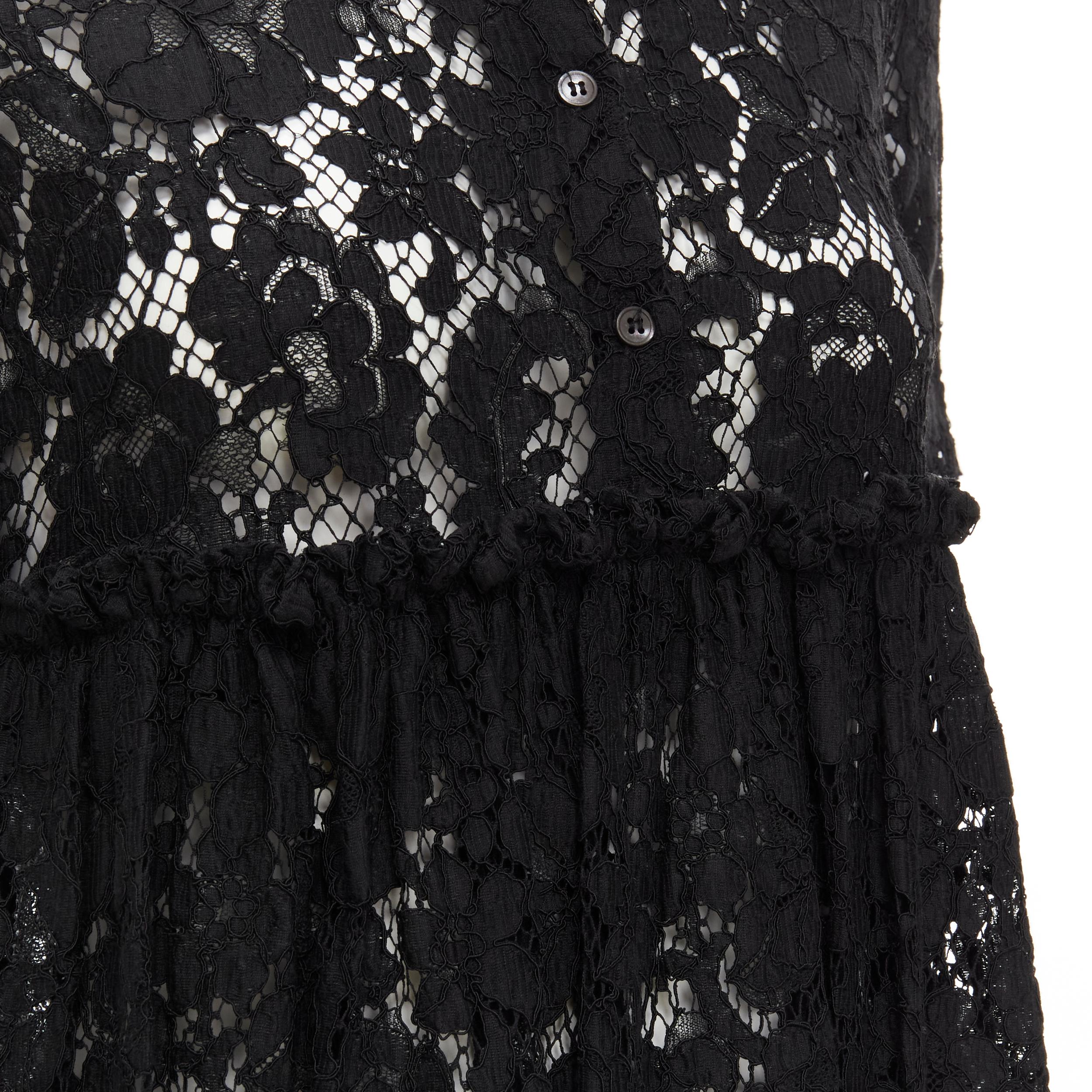 MIU MIU black floral lace high waisted baby doll cocktail dress IT40 S In Good Condition In Hong Kong, NT