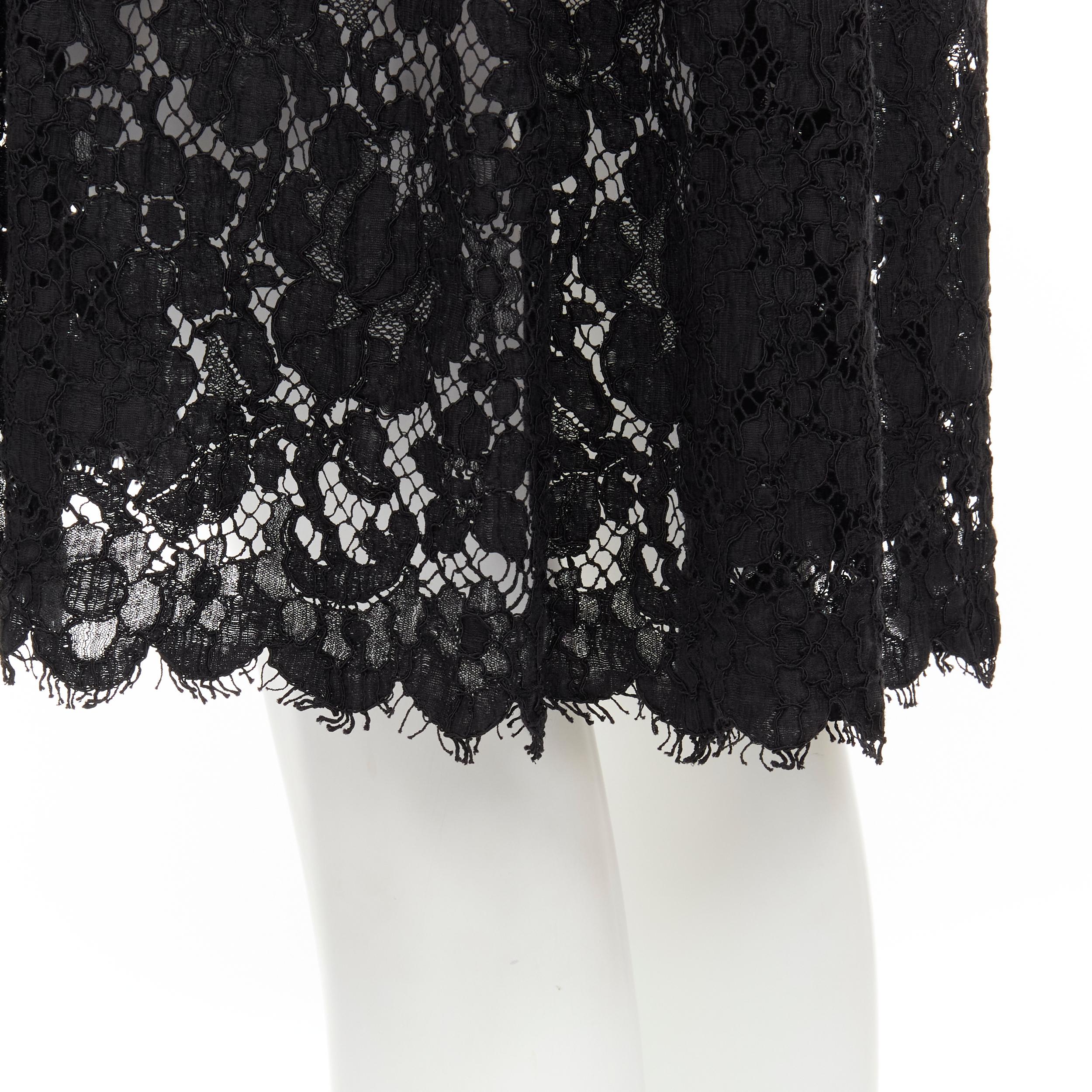 MIU MIU black floral lace high waisted baby doll cocktail dress IT40 S 1