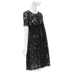 MIU MIU black floral lace high waisted baby doll cocktail dress IT40 S