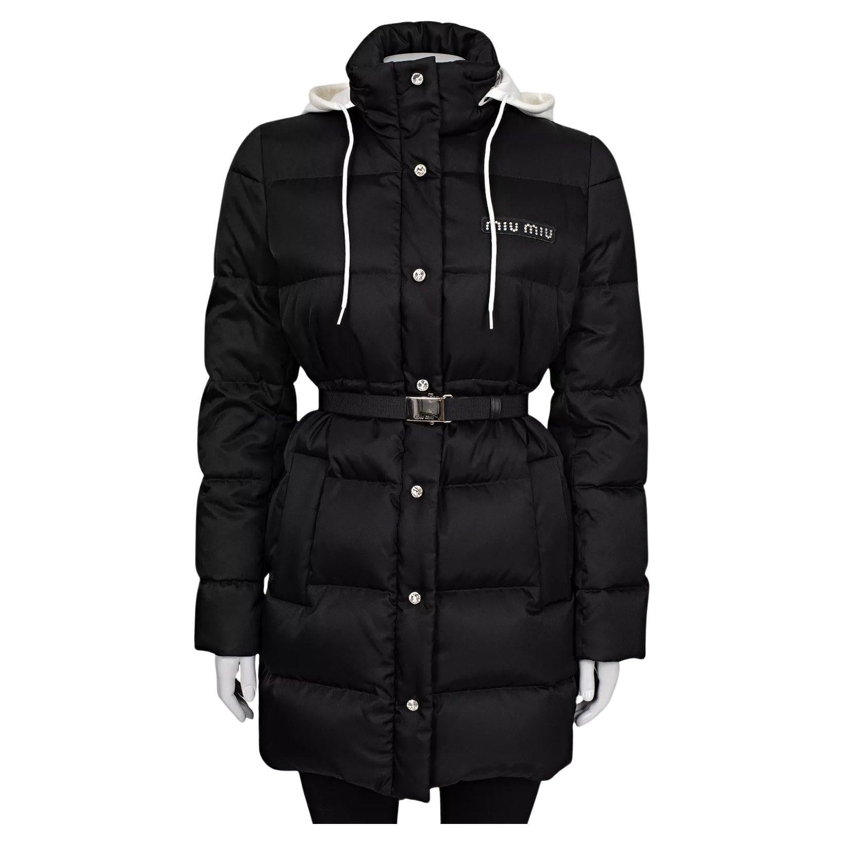 Miu Miu - Giacca a vento oversize in gabardina nera IT 40/S in vendita