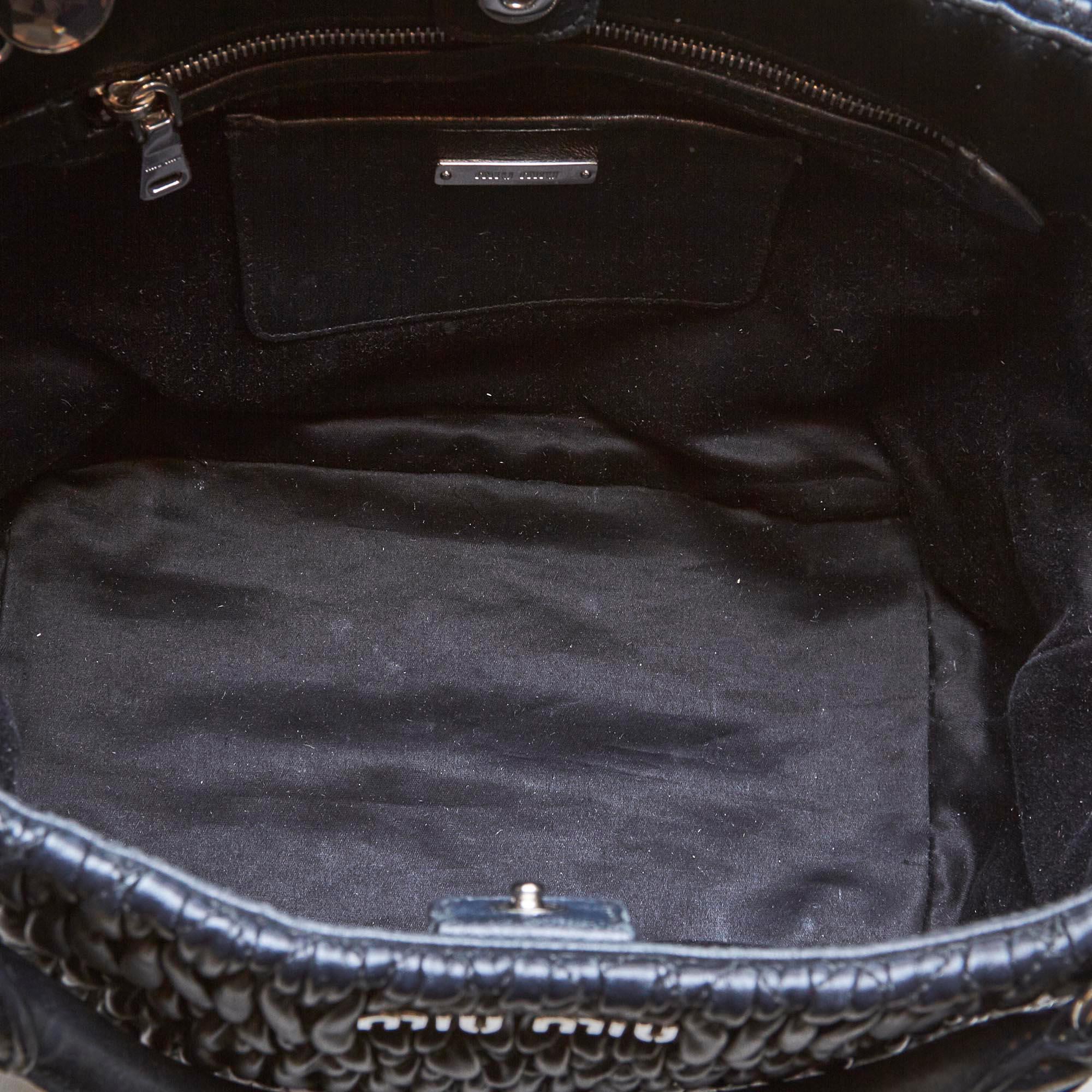 Miu Miu Black Gathered Nappa Leather 2 Way Bag 1