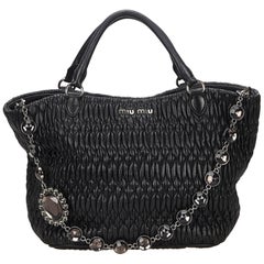 Miu Miu Black Gathered Nappa Leather 2 Way Bag