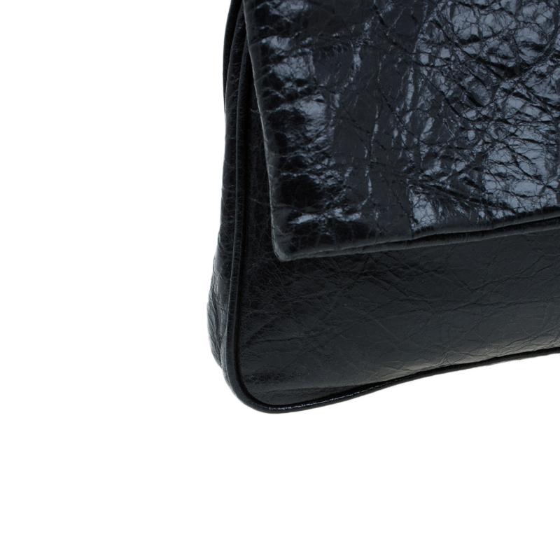 Miu Miu Black Glazed Distressed Leather Oversized Clutch 5