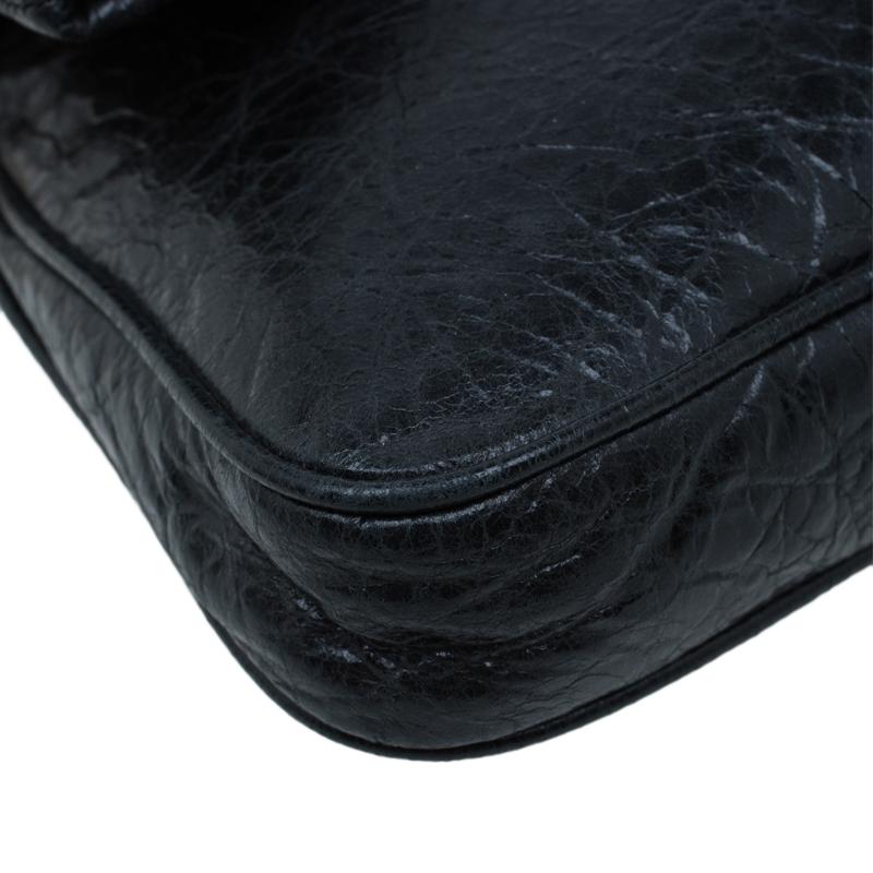 Miu Miu Black Glazed Distressed Leather Oversized Clutch 7