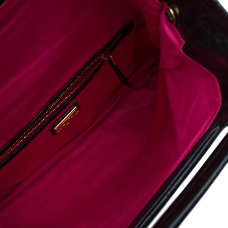 Miu Miu Black Glazed Distressed Leather Oversized Clutch For Sale at