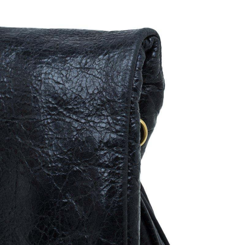 Miu Miu Black Glazed Distressed Leather Oversized Clutch 1
