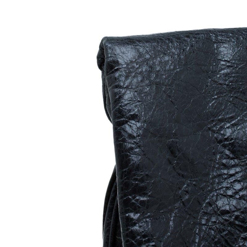 Miu Miu Black Glazed Distressed Leather Oversized Clutch 2