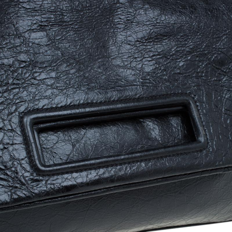 Miu Miu Black Glazed Distressed Leather Oversized Clutch 3