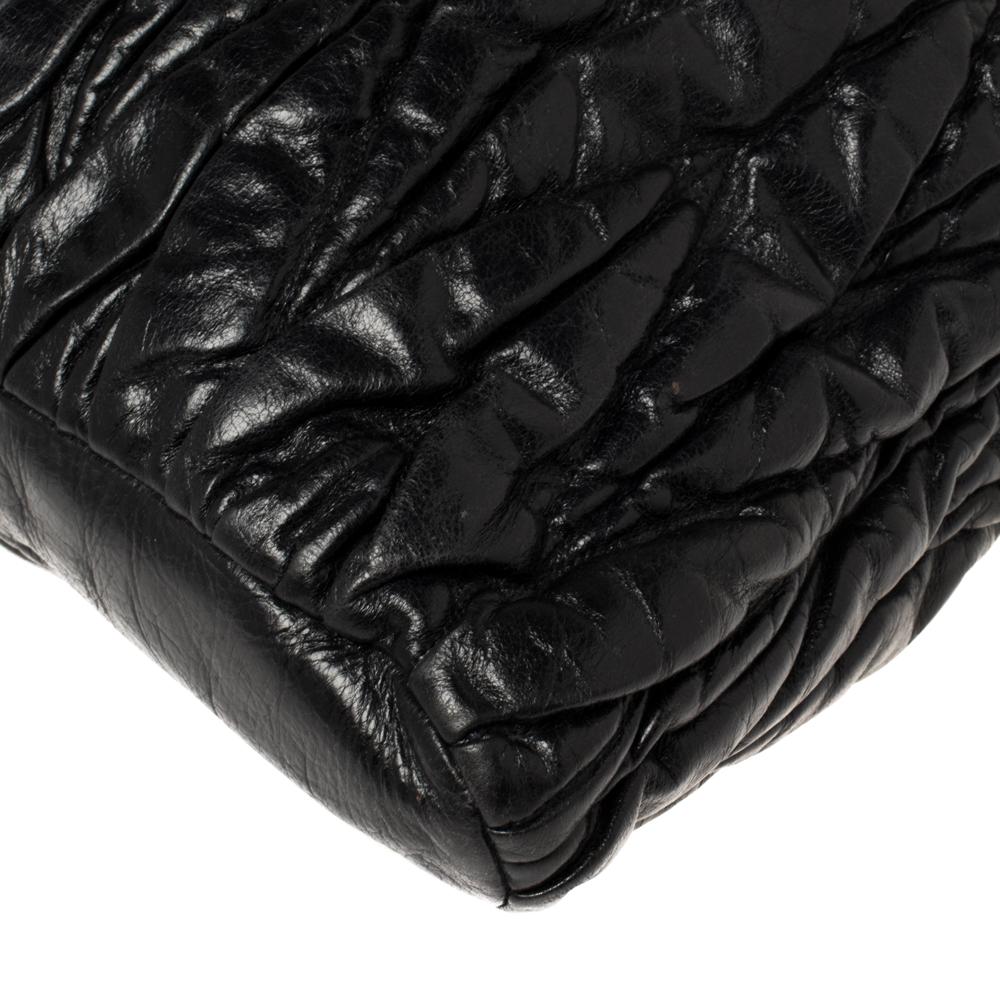 Miu Miu Black Glazed Matelasse Leather Tote 2